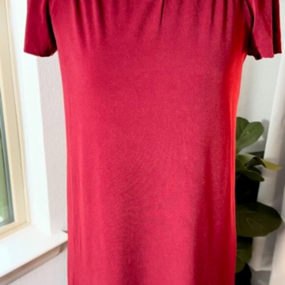 Bishop + Young | Burgundy Off-Shoulder Knee-Length Dress - M - Picture 8 of 8